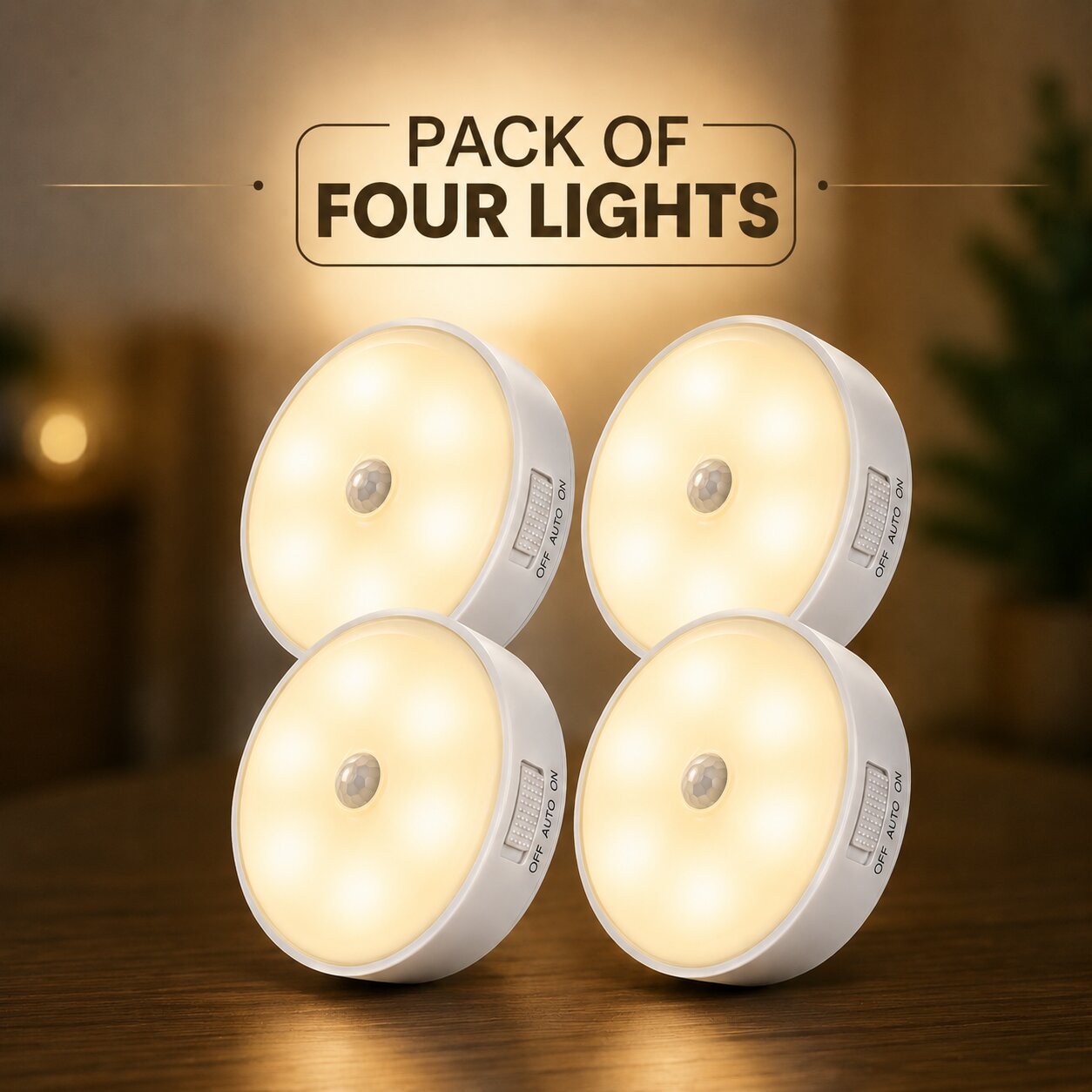 (Pack Of 4) Rechargeable Smart Motion Sensor Lights