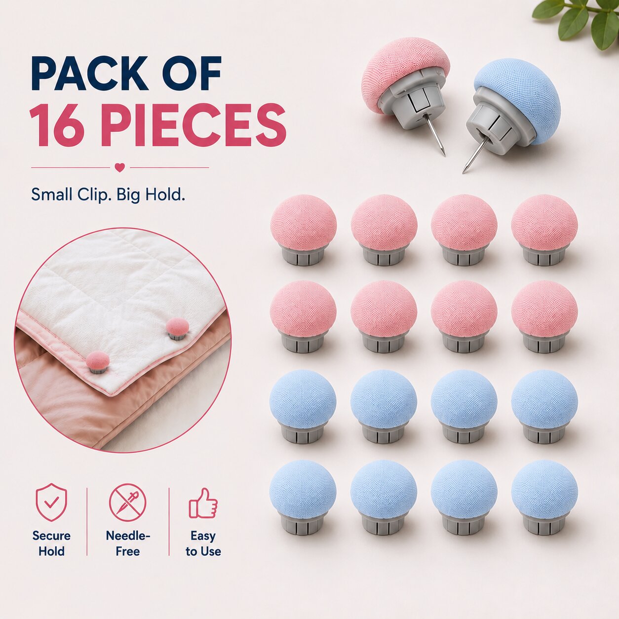 (Pack Of 16) Mushroom Blanket Duvet Cover Clips