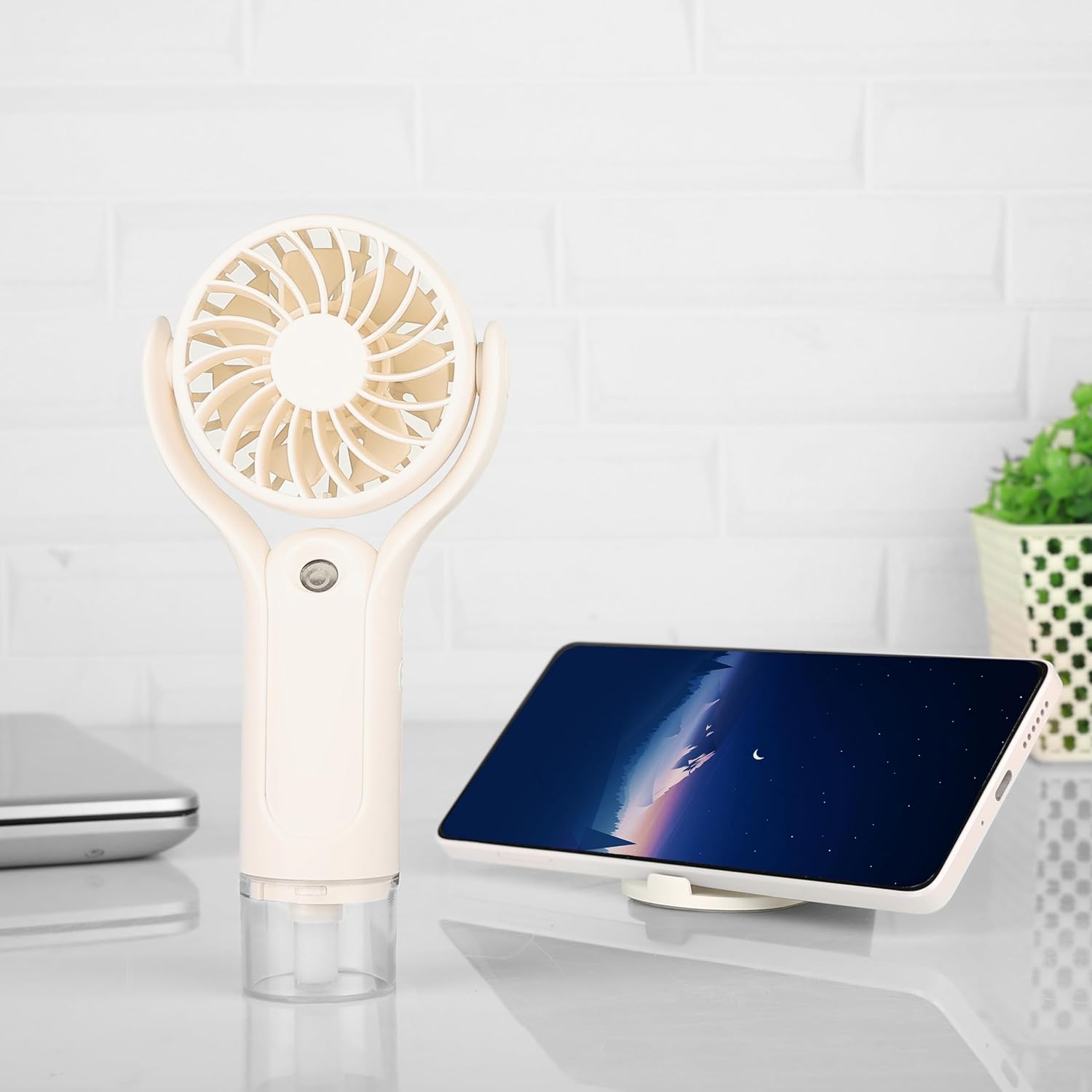 Rechargeable Hand Fan With Mist Spray
