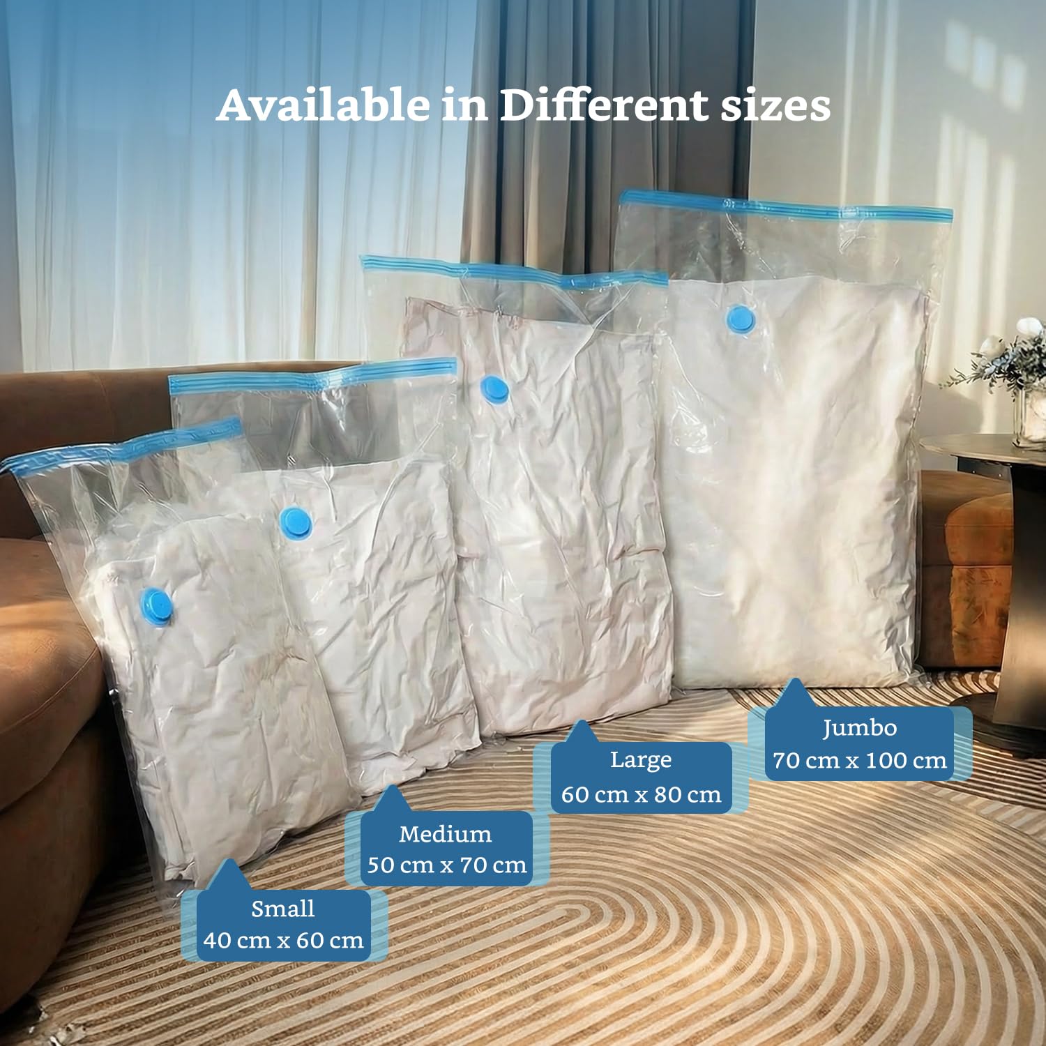 (Pack Of 5) Vacuum Storage Compression Bags With Pump