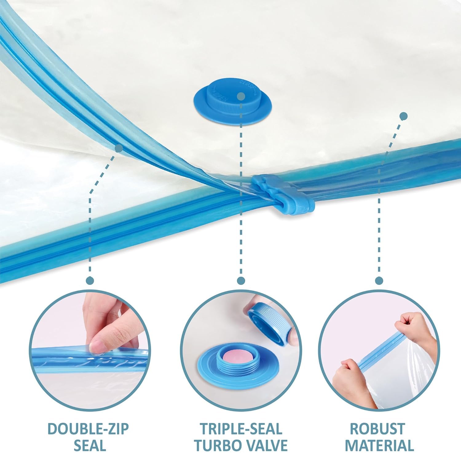(Pack Of 5) Vacuum Storage Compression Bags With Pump
