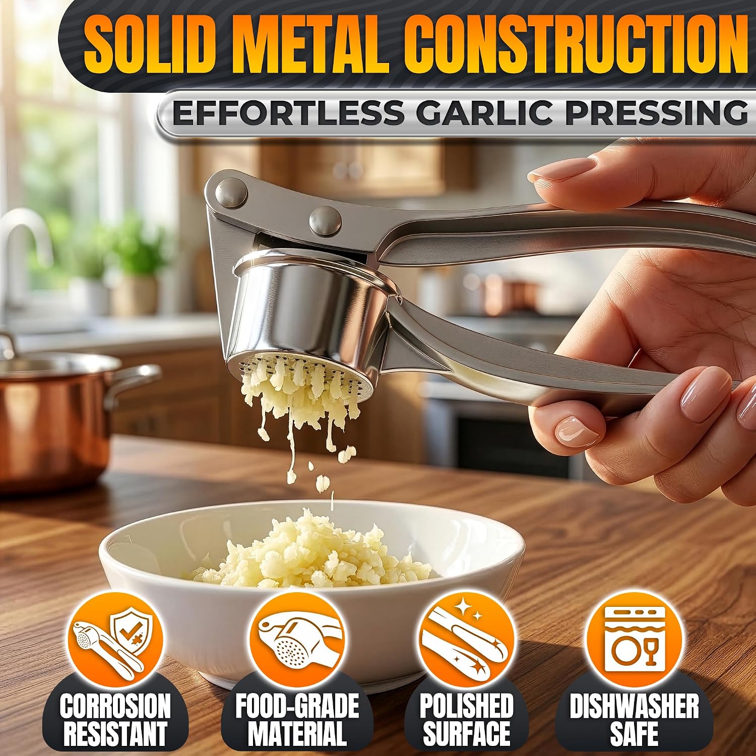 Stainless Steel Garlic & Ginger Crusher