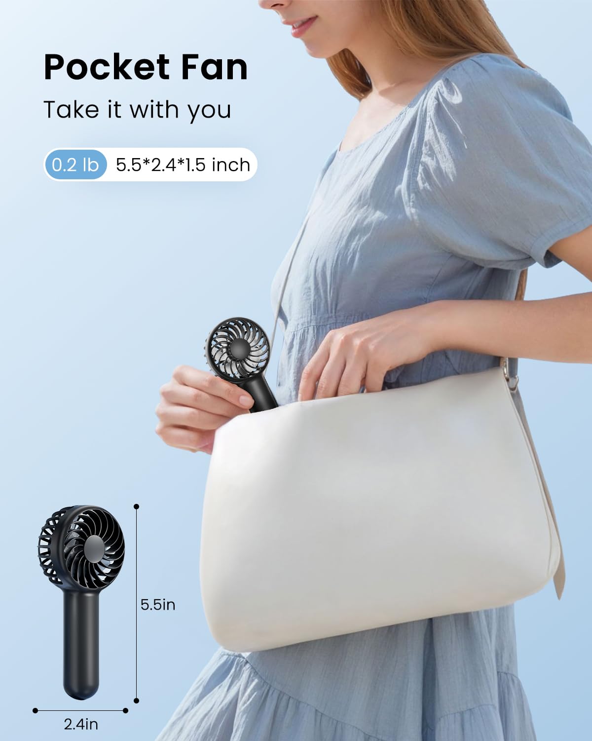 Rechargeable Mini Hand Fan (3 Speed Modes)