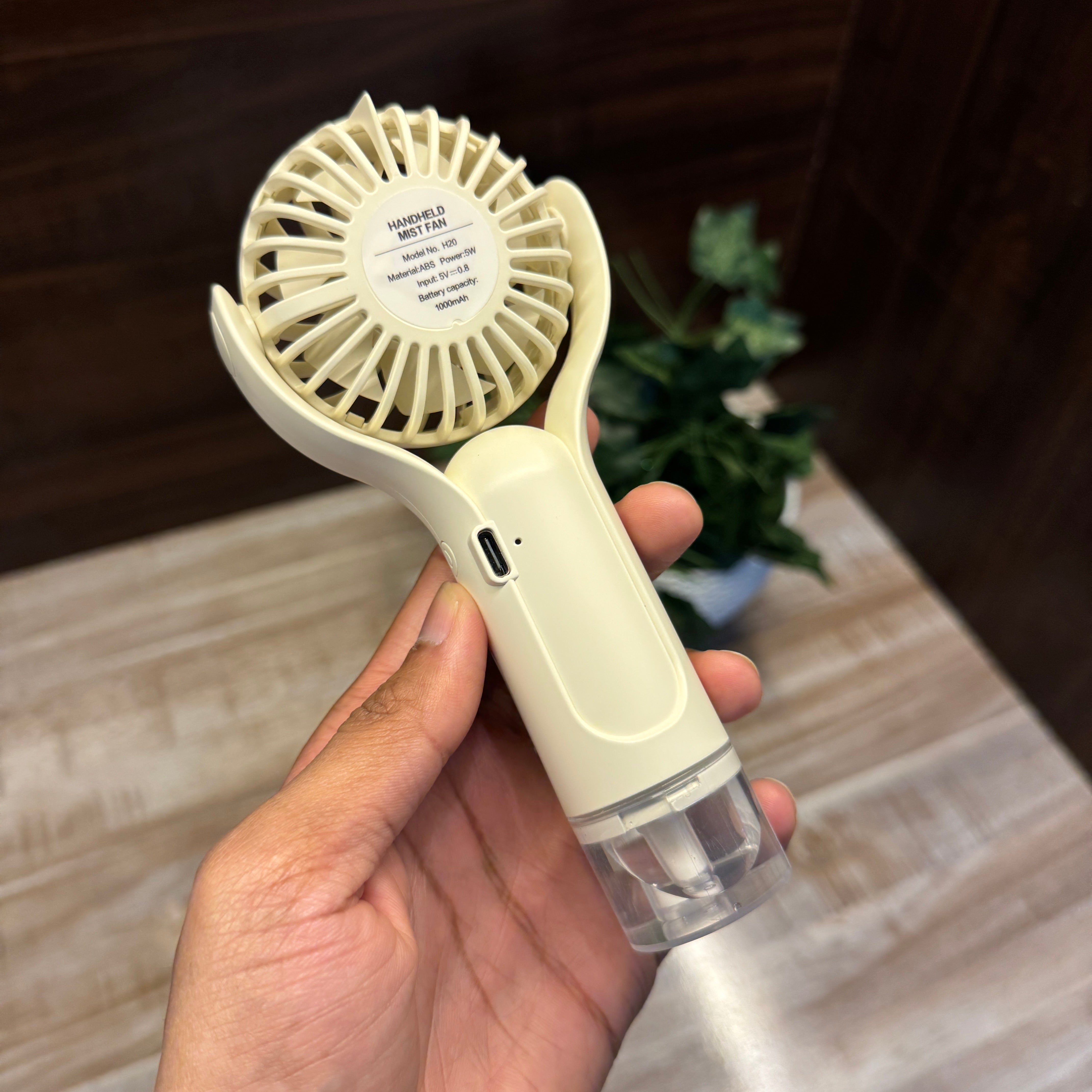 Rechargeable Hand Fan With Mist Spray