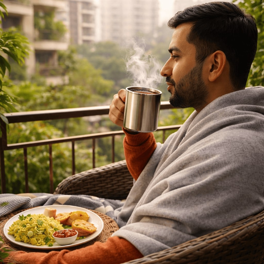 Stainless Steel Thermal Double-Wall Insulated Tea Coffee Mug With Lid (300 ML)