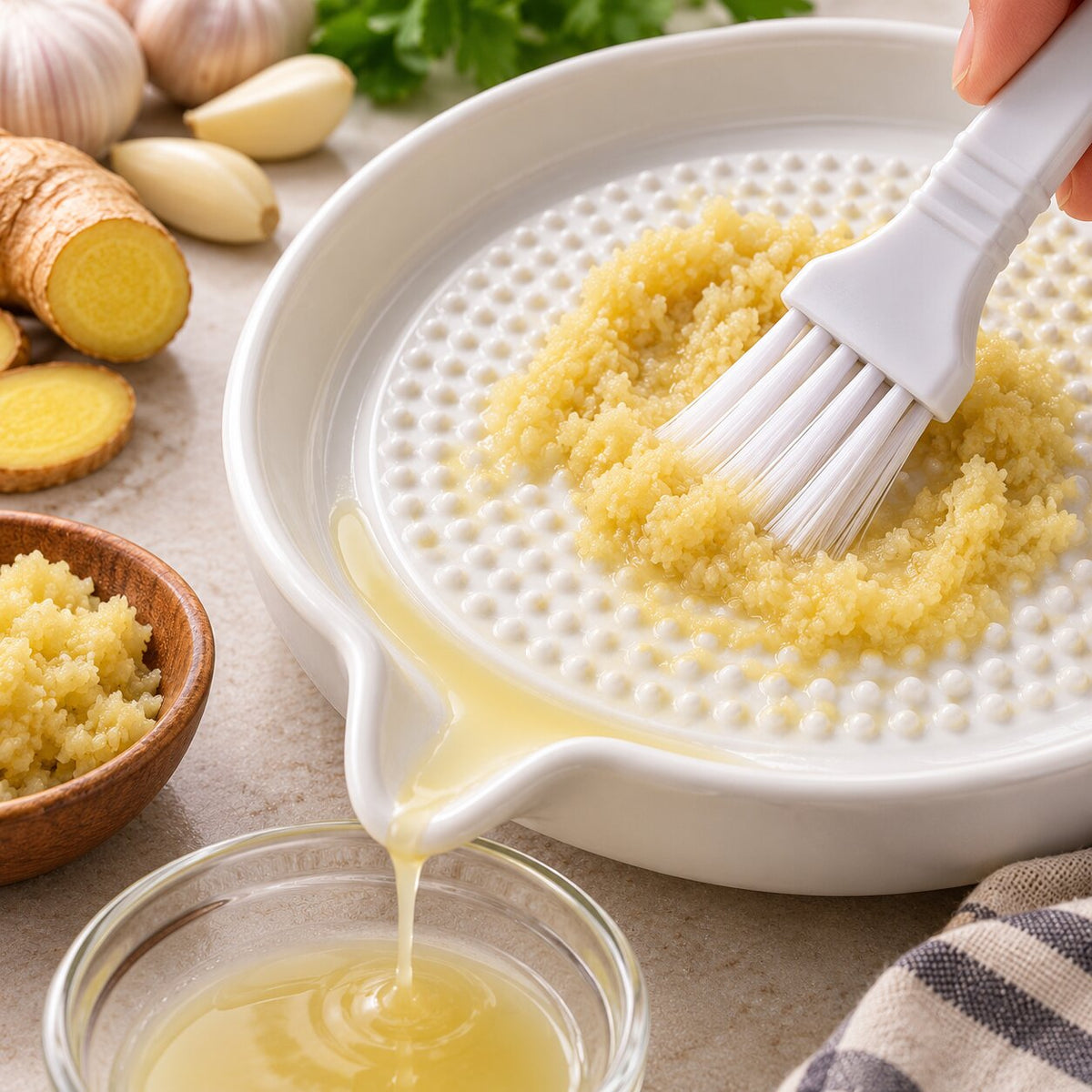 Ceramic Grater Plate With Brush For Vegetables & Fruits