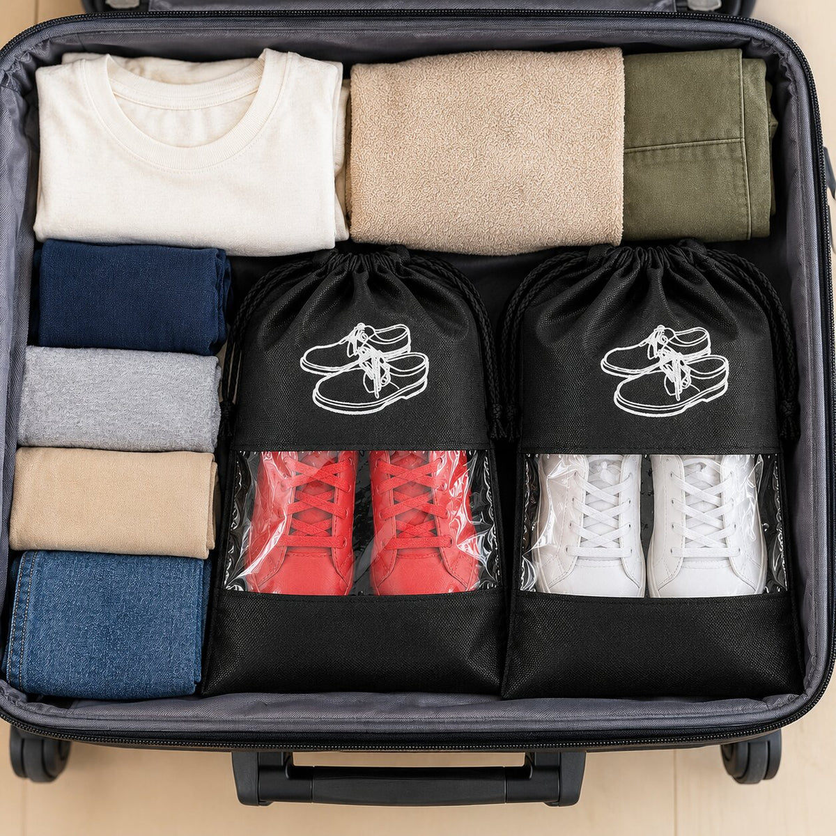 (Pack Of 5) Reusable Shoe Bag Covers For Suitcase, Travel & Gym