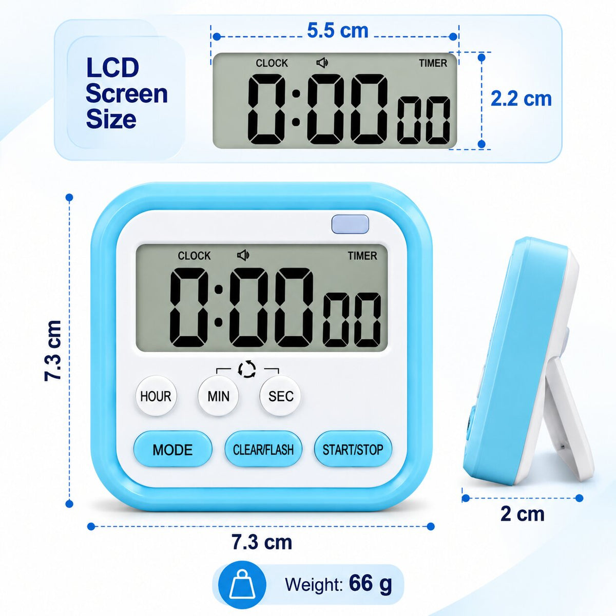 Magnetic Digital Stopwatch Timer For Kitchen, Studying & Work (With Flash & Alarm)