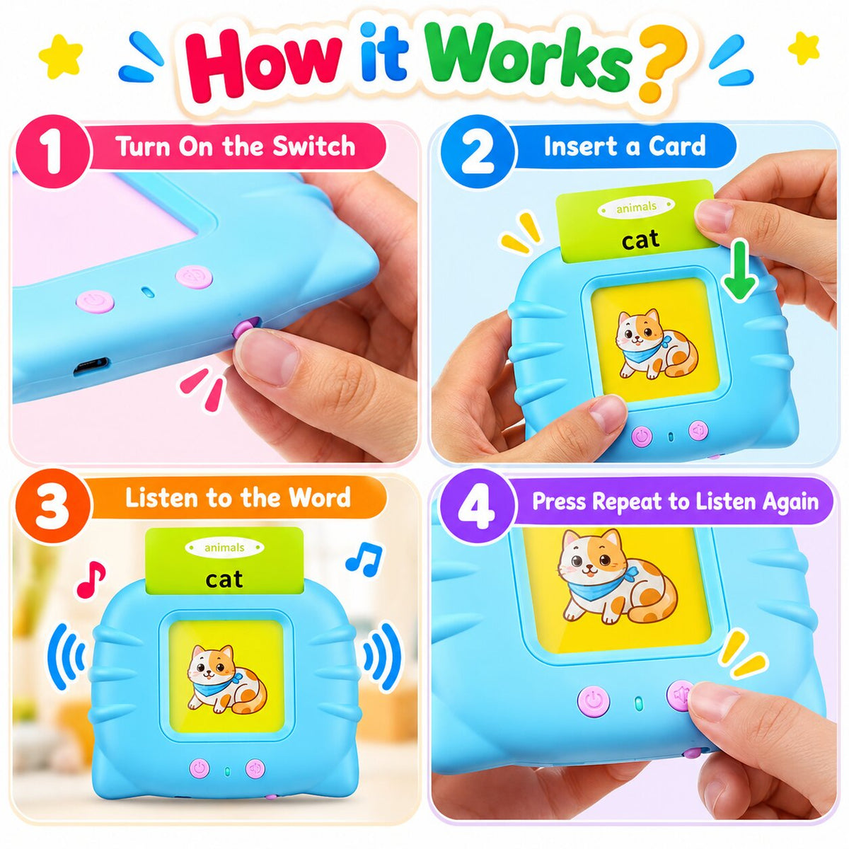 (112 Cards) Talking & Learning Flash Cards For Kids