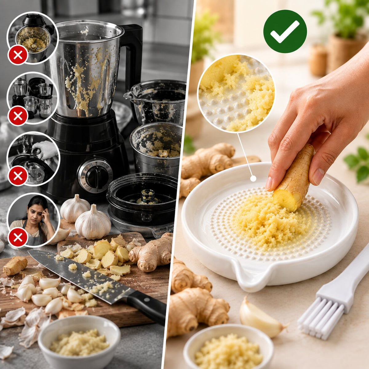Ceramic Grater Plate With Brush For Vegetables & Fruits