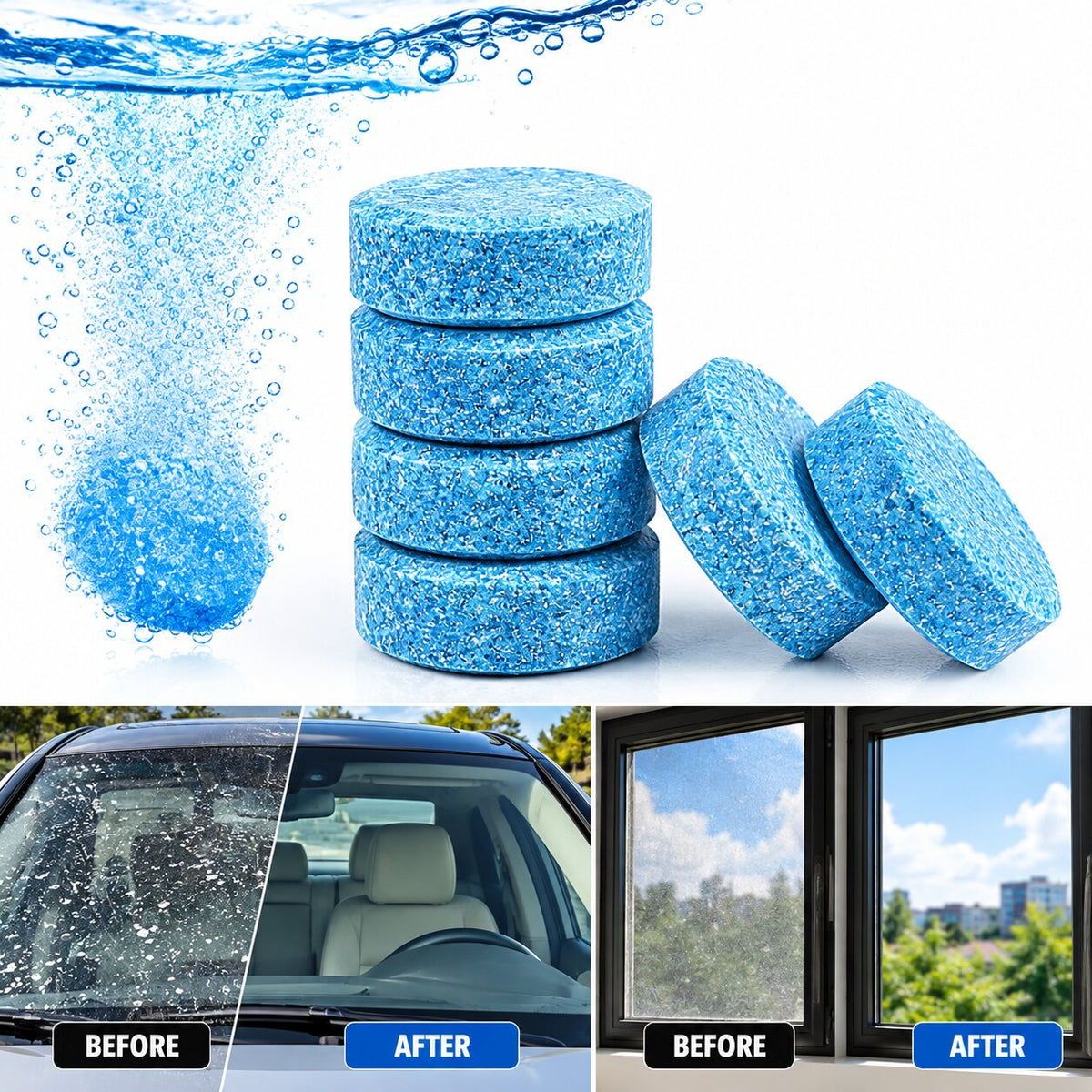 (Pack Of 50) Car Windshield Glass Wiper Concentrated Cleaning Tablets