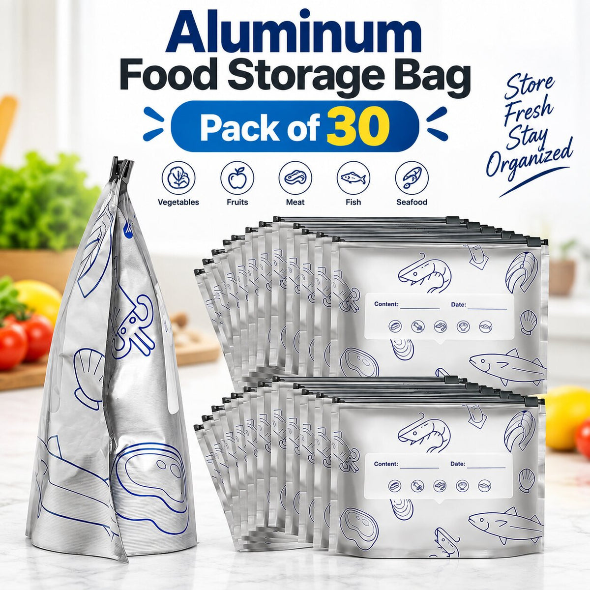 [Pack Of 30] Aluminium Foil Zip Lock Storage Bags