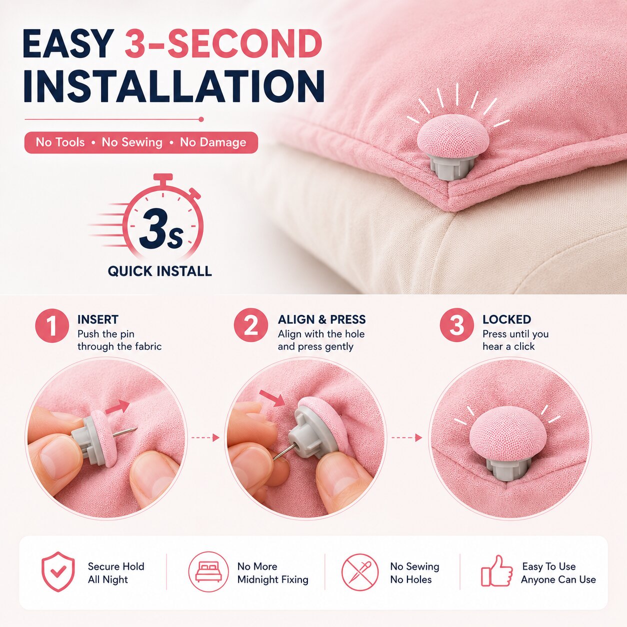 (Pack Of 16) Mushroom Blanket Duvet Cover Clips