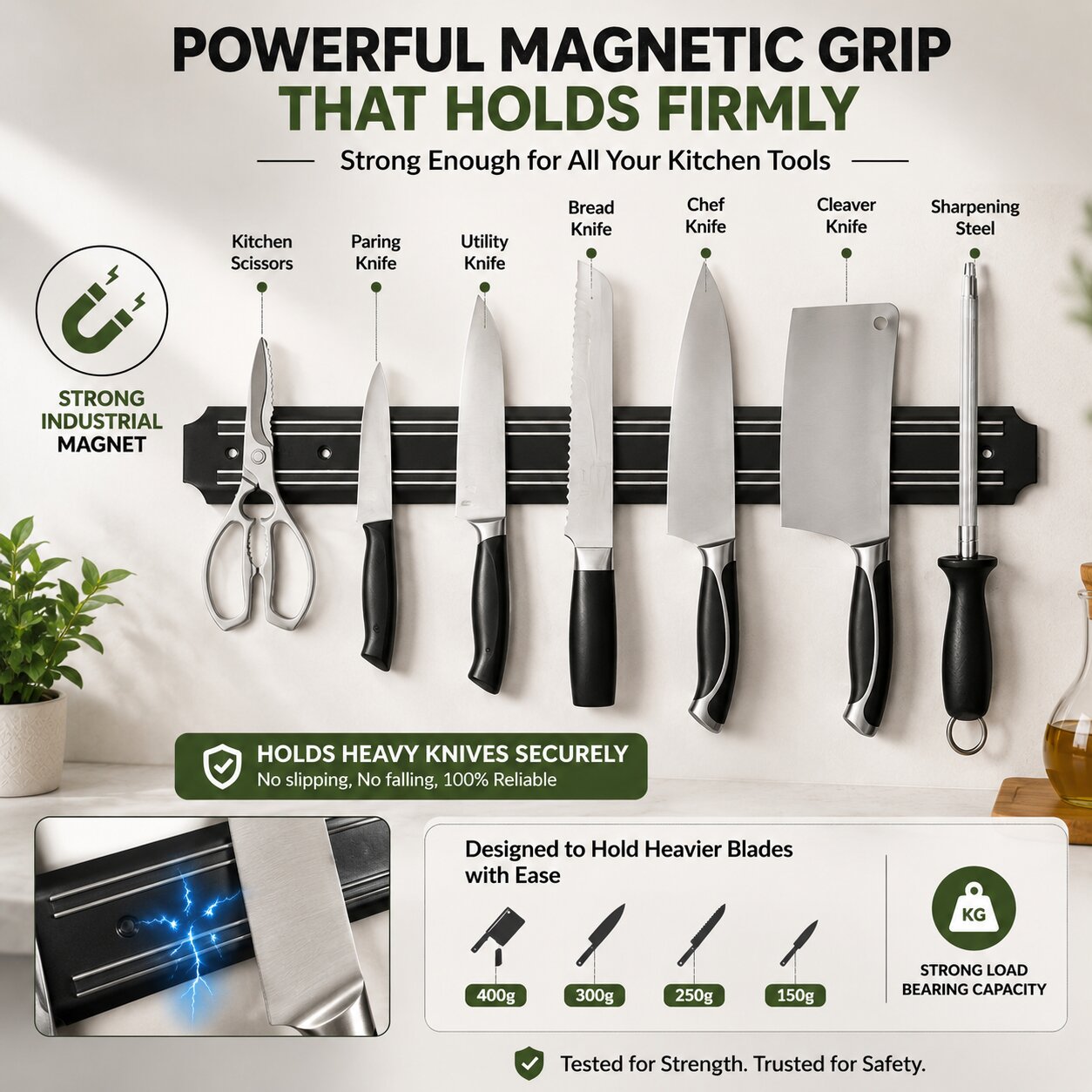 Wall Mounted Magnetic Knife Holder