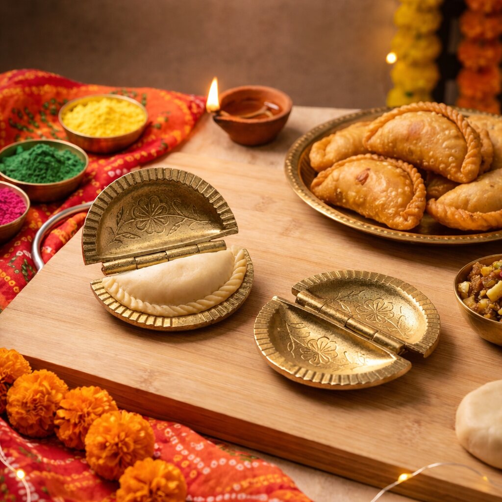 Golden Gujiya Karanji Maker (Pure Brass Material)