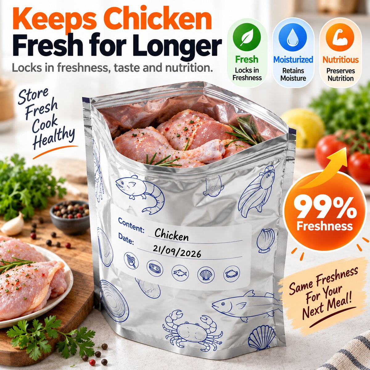 [Pack Of 30] Aluminium Foil Zip Lock Storage Bags