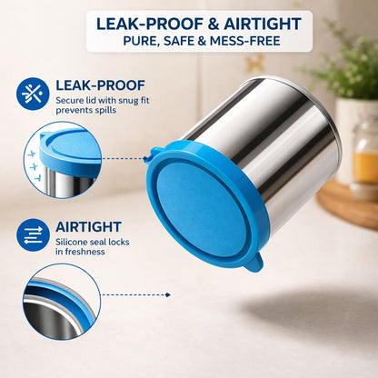 Stainless Steel Glass With Lid | 400 ML | Rust-Free & Leak-Proof