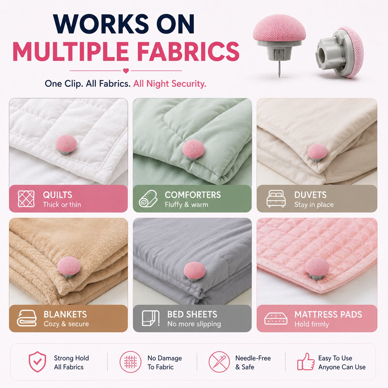 (Pack Of 16) Mushroom Blanket Duvet Cover Clips