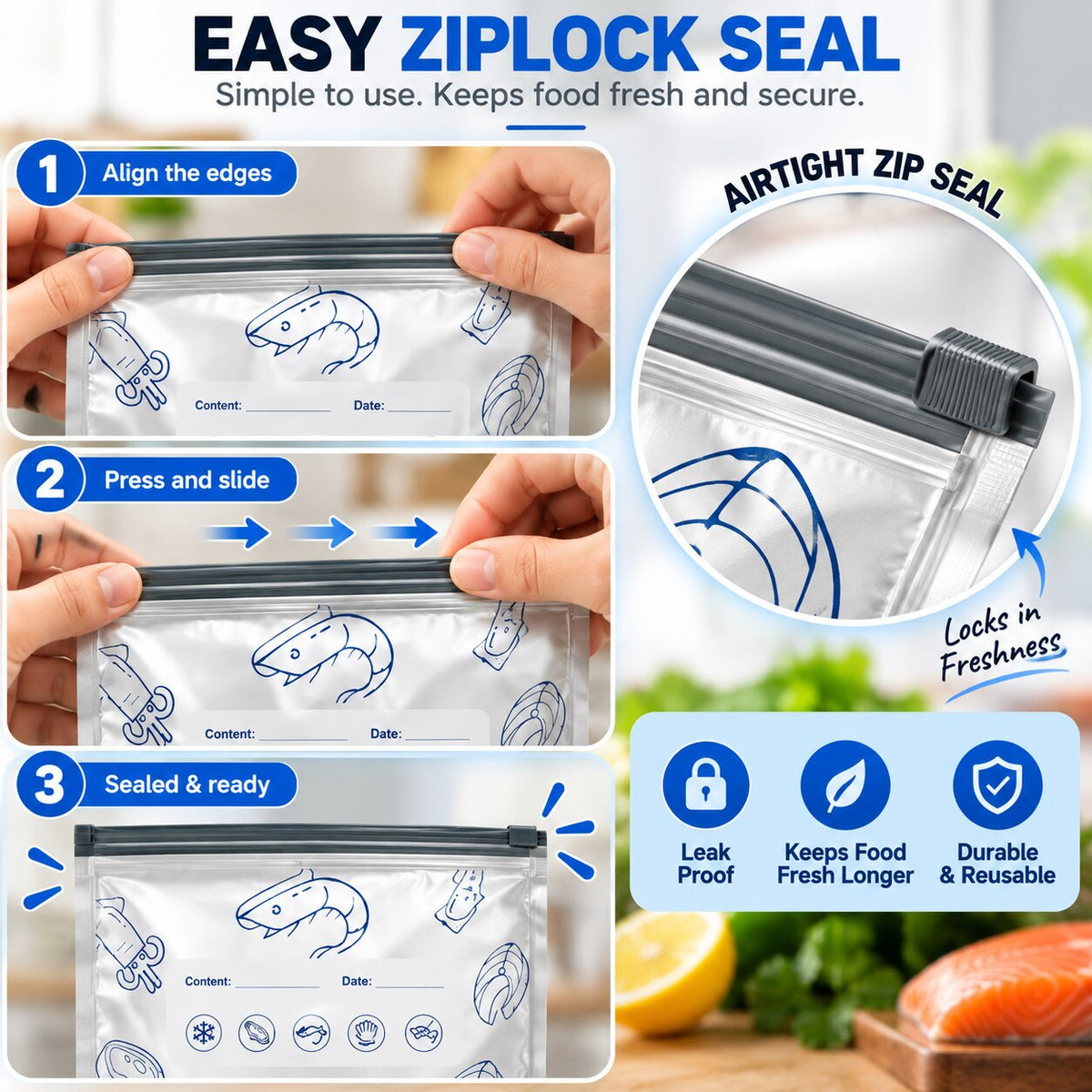 [Pack Of 30] Aluminium Foil Zip Lock Storage Bags