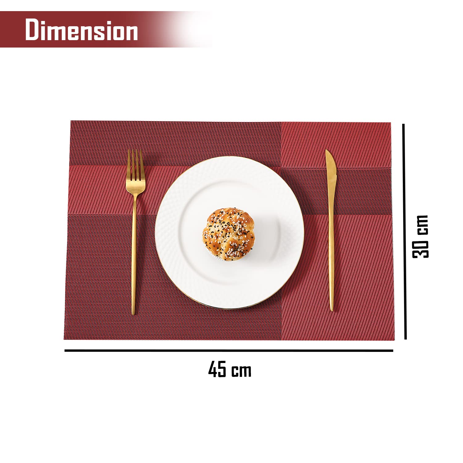 [Set Of 6] Red Colour Dining Table Placemats