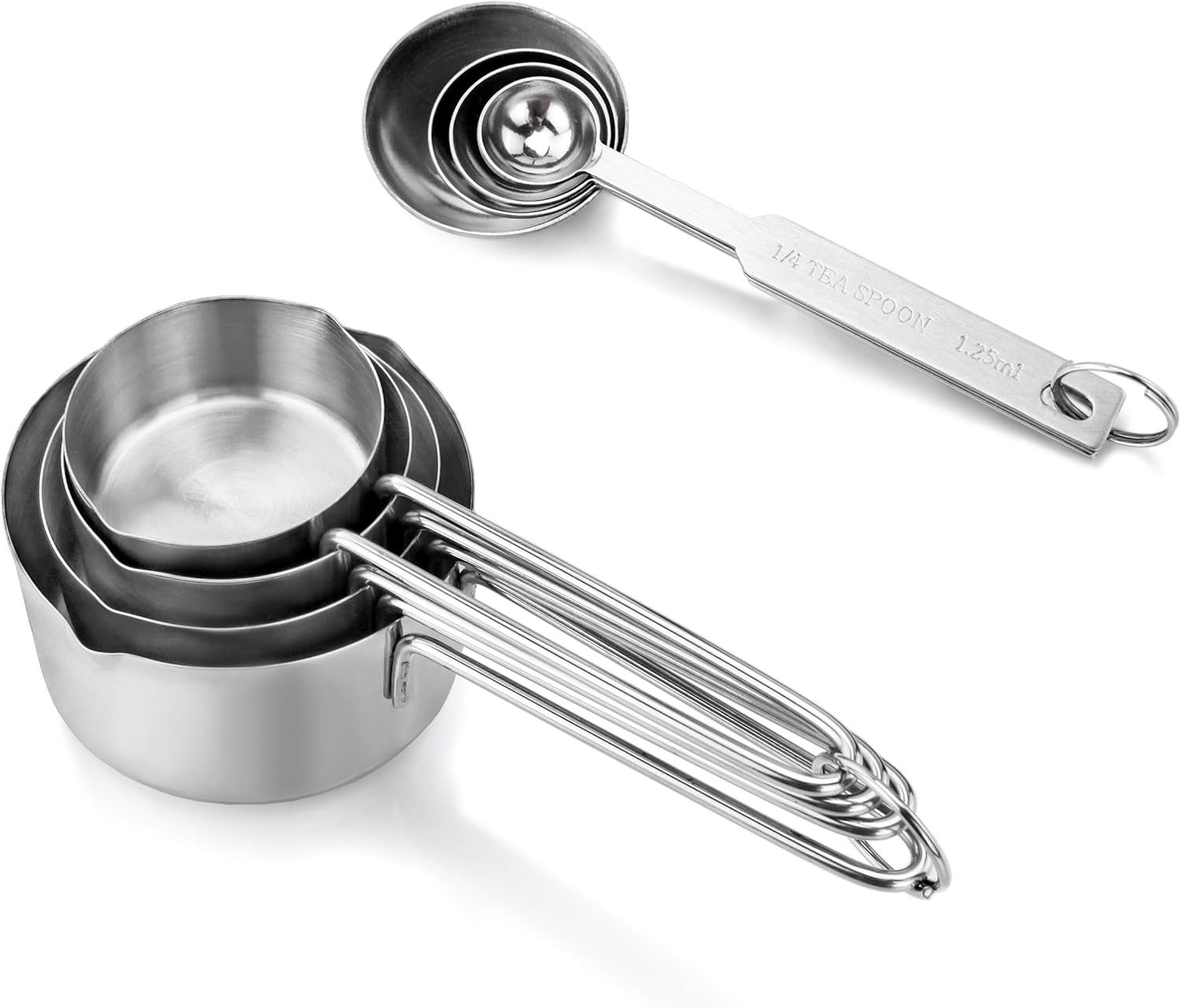 [Pack Of 8] Stainless Steel Measuring Cup & Spoon