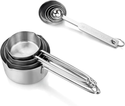 [Pack Of 8] Stainless Steel Measuring Cup & Spoon