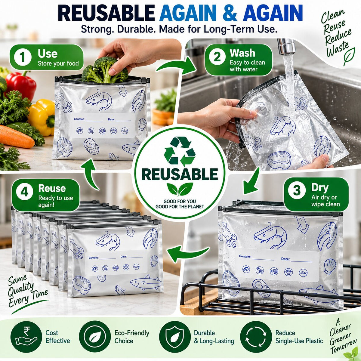 [Pack Of 30] Aluminium Foil Zip Lock Storage Bags