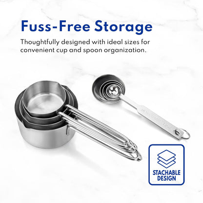 [Pack Of 8] Stainless Steel Measuring Cup & Spoon