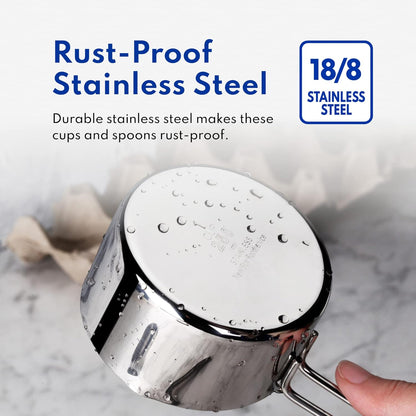 [Pack Of 8] Stainless Steel Measuring Cup & Spoon