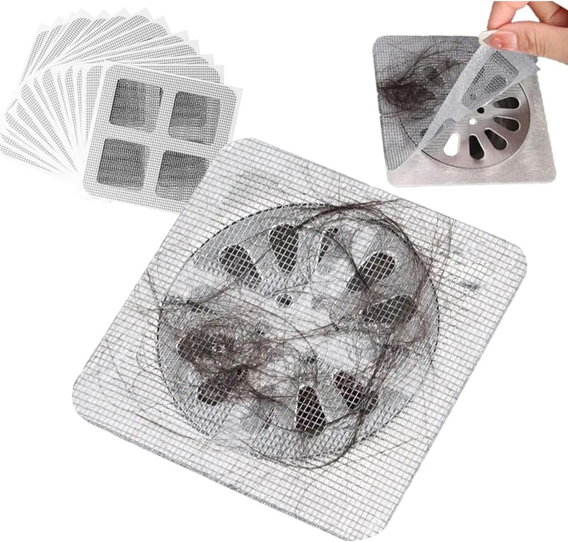 [12 PCS Pack] Drain Hair Catching Mesh Stickers