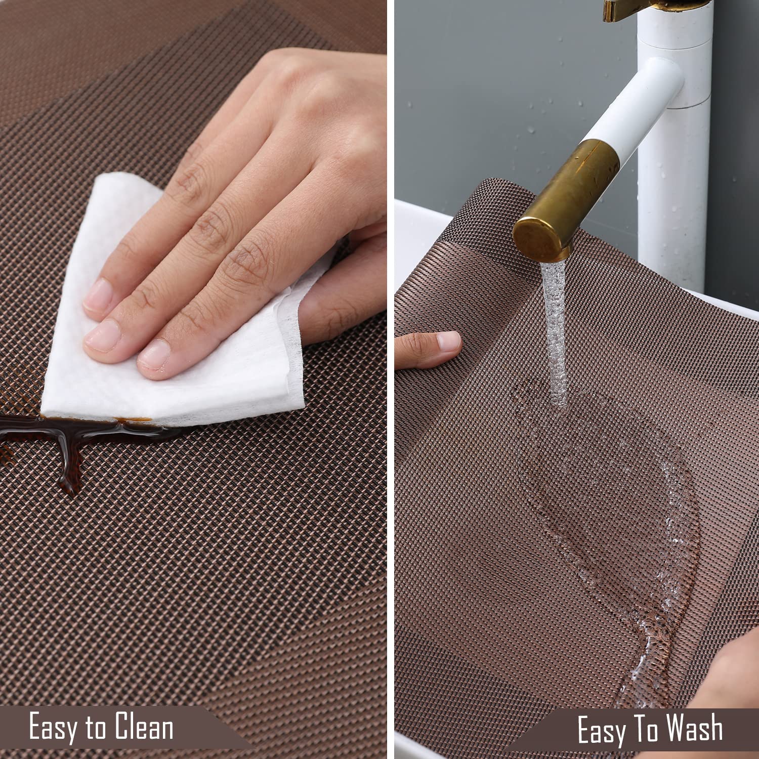 [Set Of 6] Dark Brown Dining Table Placemats