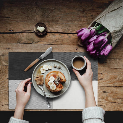 [Set Of 6] Black & White Dining Table Placemats