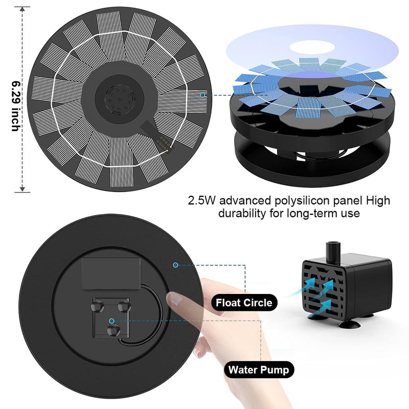 Solar Powered Bird Bath Water Fountain