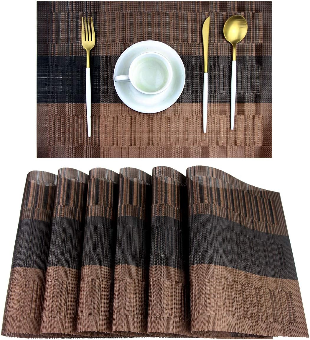[Set Of 6] Coffee Brown Dining Table Placemats