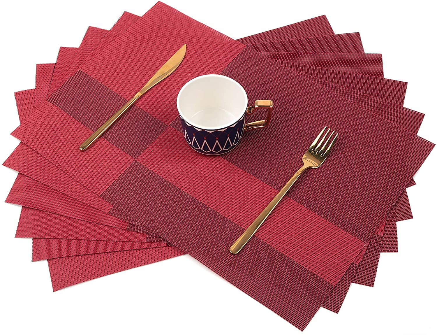 [Set Of 6] Red Colour Dining Table Placemats