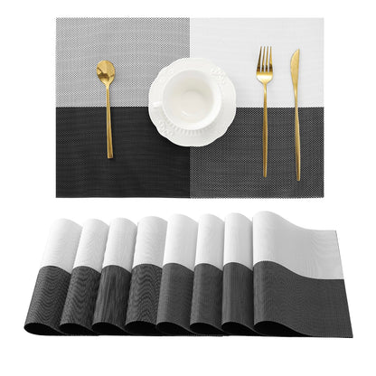 [Set Of 6] Black & White Dining Table Placemats