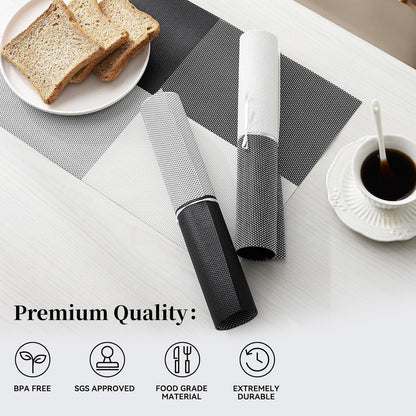 [Set Of 6] Black & White Dining Table Placemats