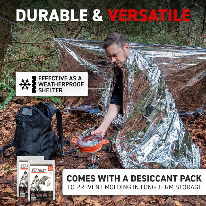 [Set Of 2] Reusable Emergency Mylar Thermal Blankets