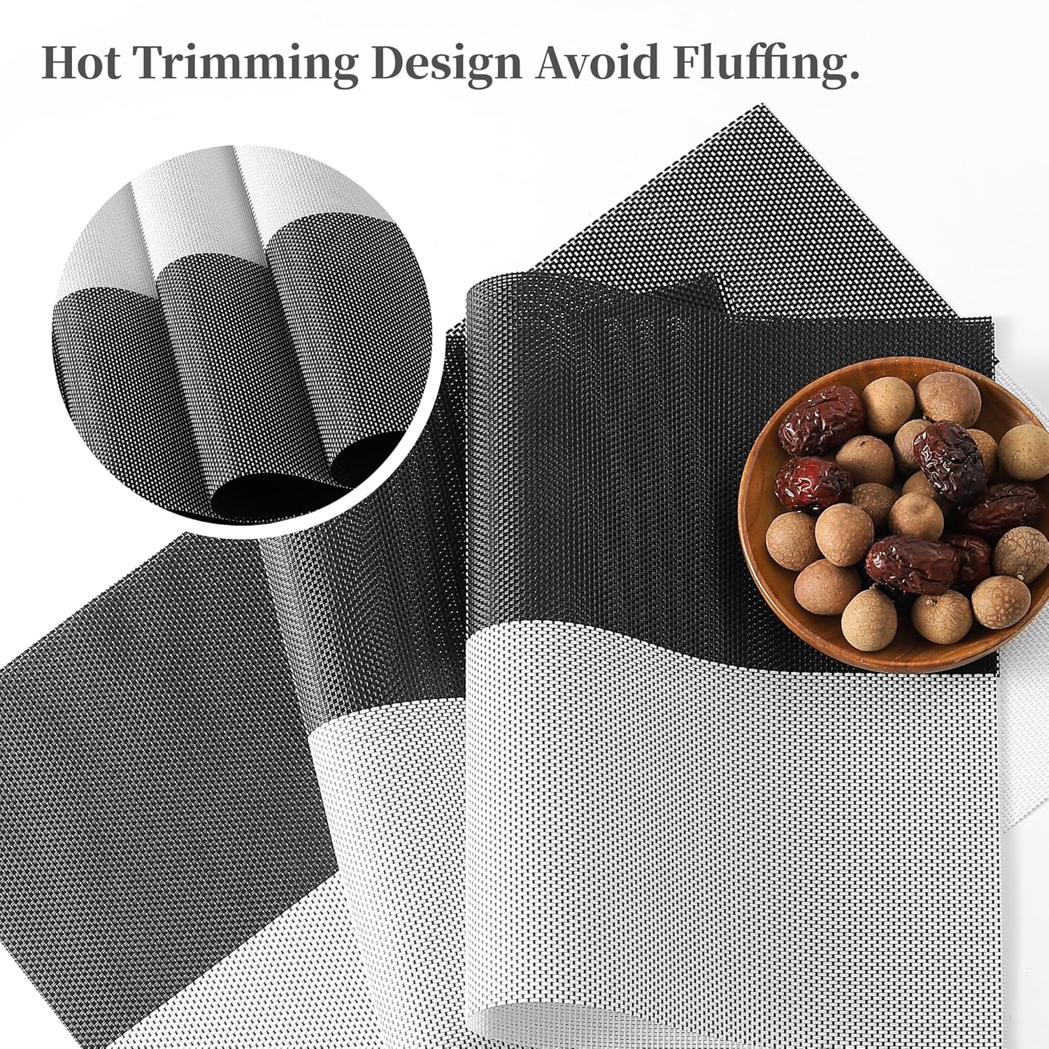 [Set Of 6] Black & White Dining Table Placemats