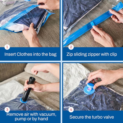 (Pack Of 5) Vacuum Storage Compression Bags With Pump