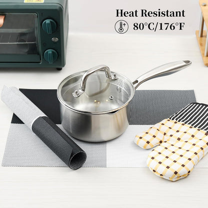 [Set Of 6] Black & White Dining Table Placemats