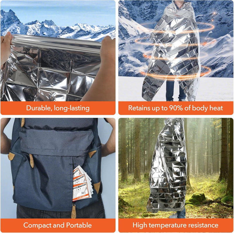 [Set Of 2] Reusable Emergency Mylar Thermal Blankets