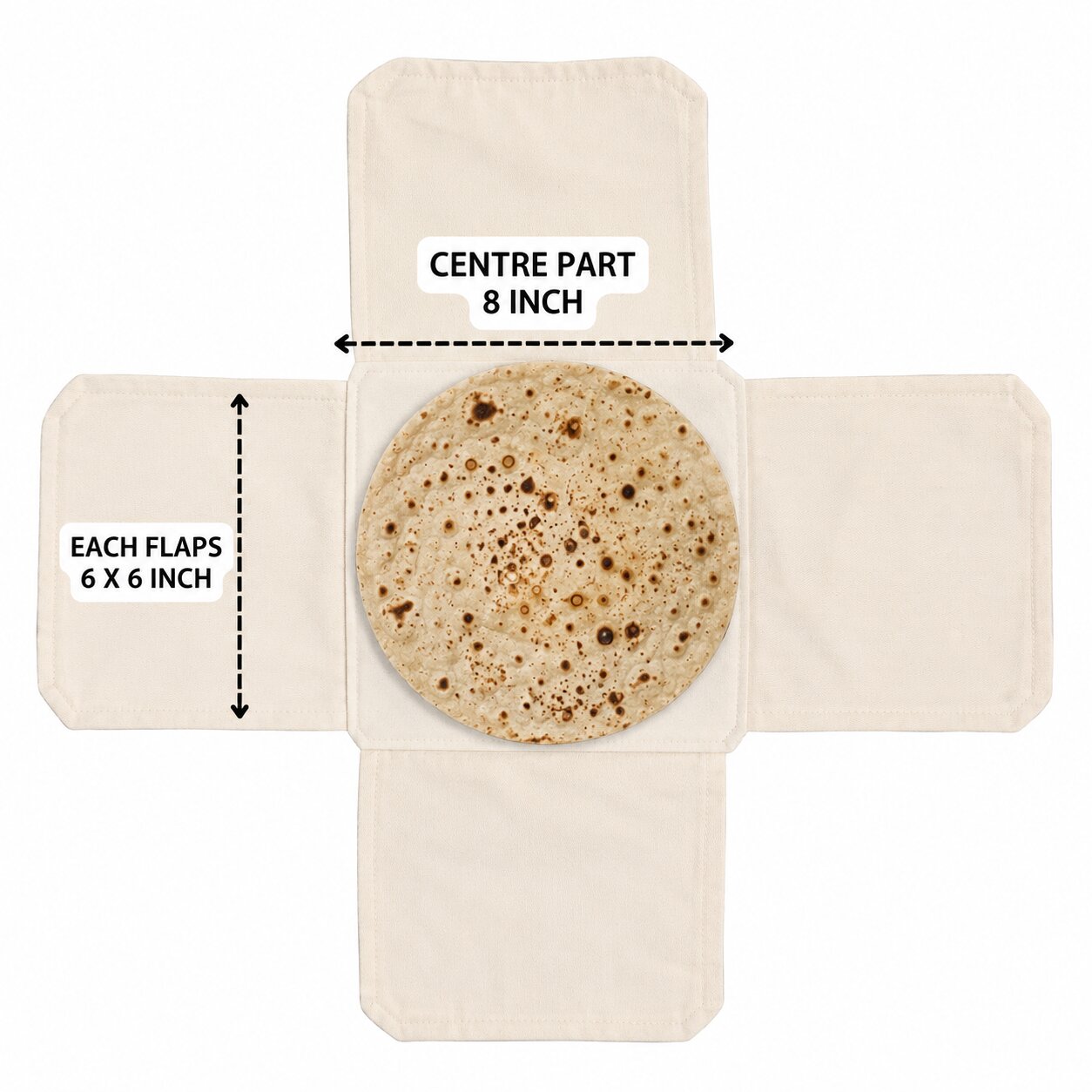 (Pack Of 3) Cotton Double Layer Wrap With Flaps For Roti, Chapati & Paratha