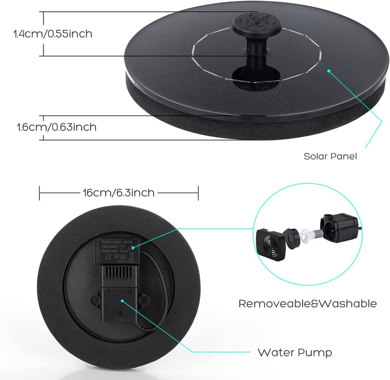 Solar Powered Bird Bath Water Fountain