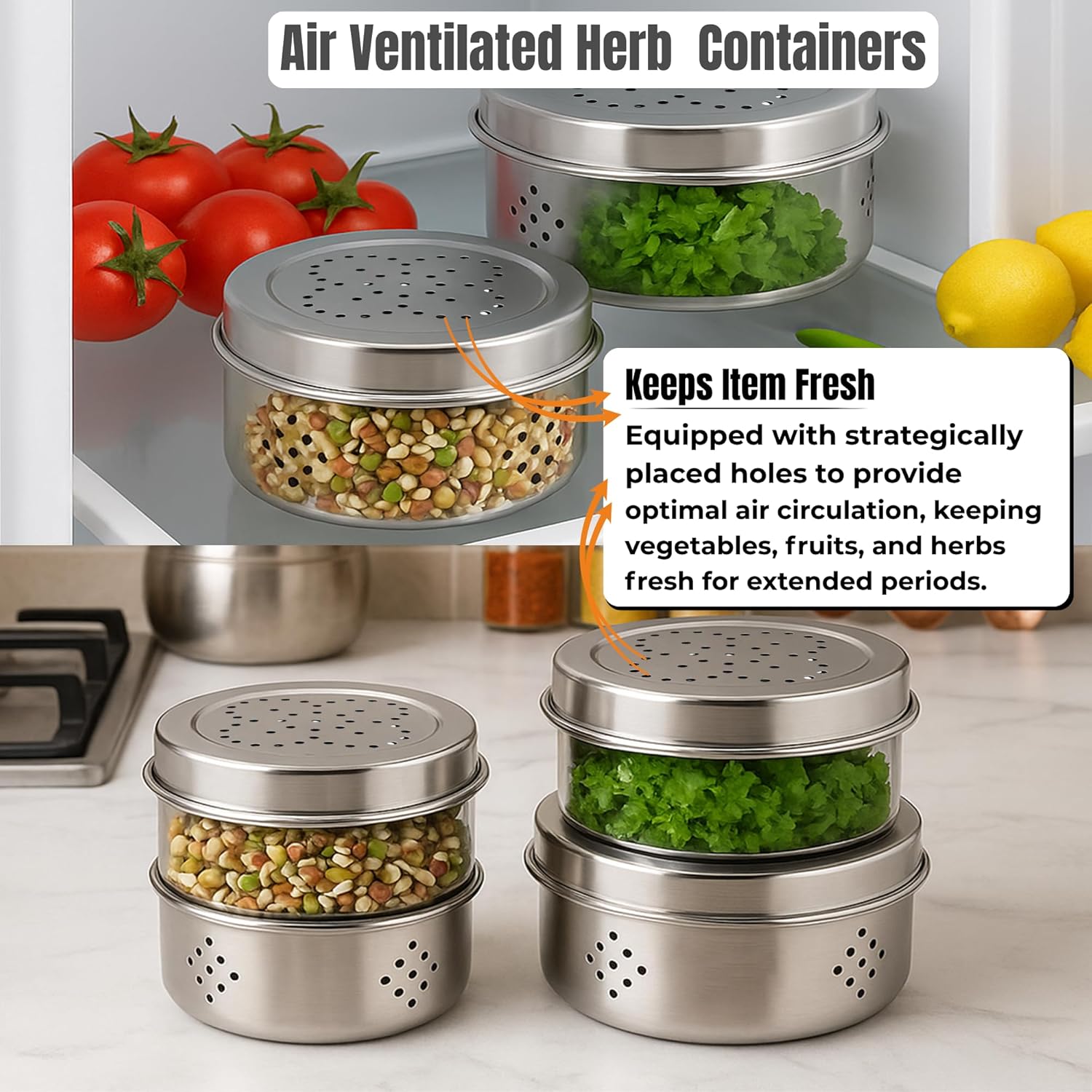 Stainless Steel Ventilated Vegetable Container [Large]