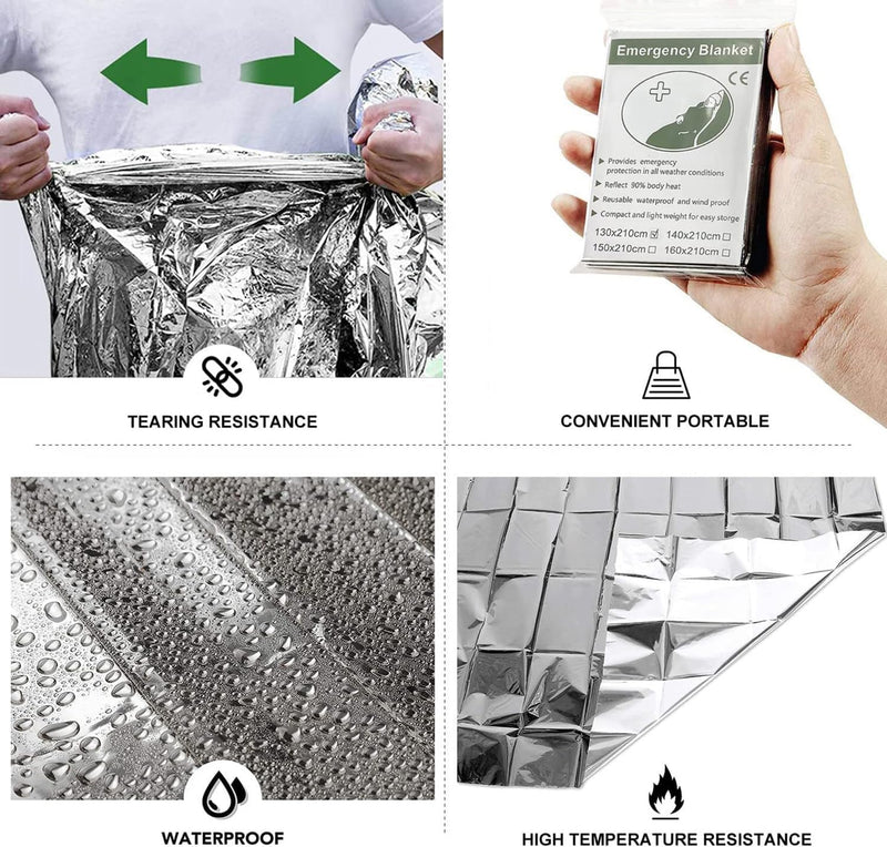 [Set Of 2] Reusable Emergency Mylar Thermal Blankets