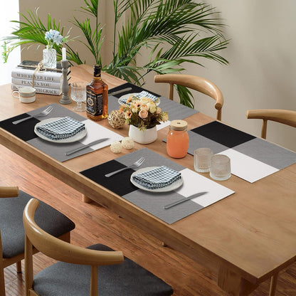 [Set Of 6] Black & White Dining Table Placemats