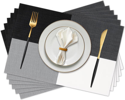 [Set Of 6] Black & White Dining Table Placemats
