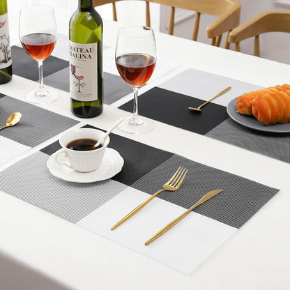 [Set Of 6] Black & White Dining Table Placemats