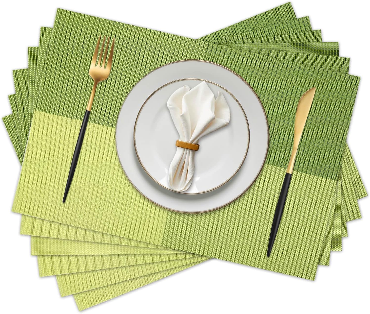 [Set Of 6] Light Green Dining Table Placemats